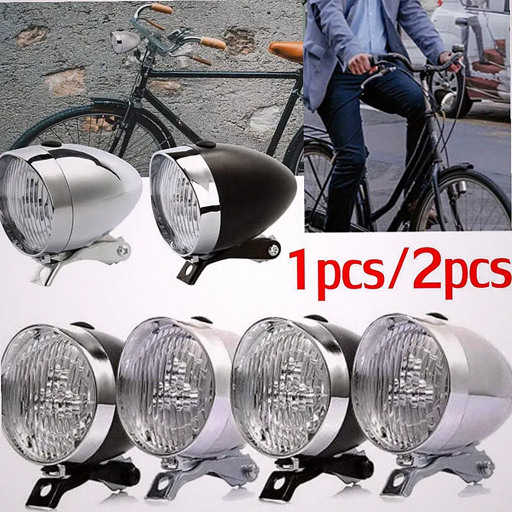 1/2pcs Classical Vintage Retro Bicycle Bike LED Light Headlight Front Head Lamp