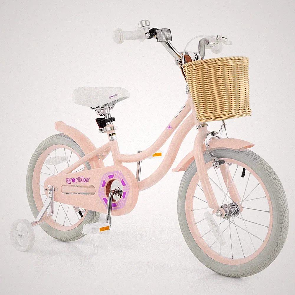 16" Retro Style Bike Adjustable Kids Bicycle with Bell & Training Wheels Pink