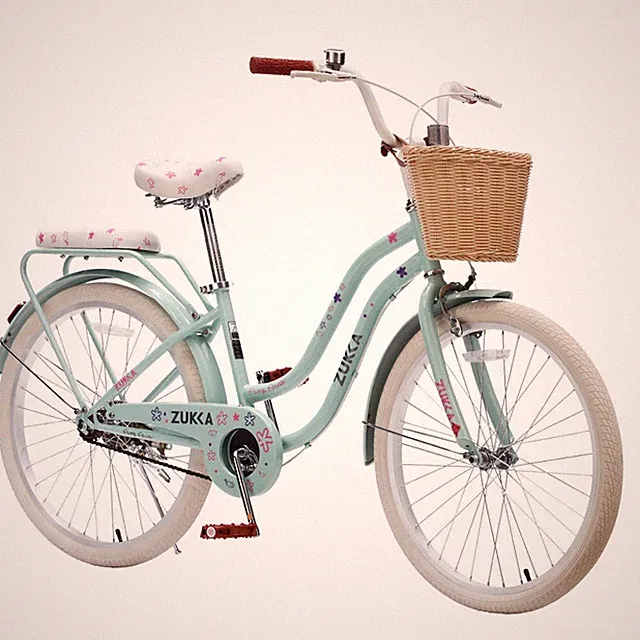 24" Girls Cruiser Bike 1-Speed Steel Frame Wicker Basket Rear Rack Retro Bicycle