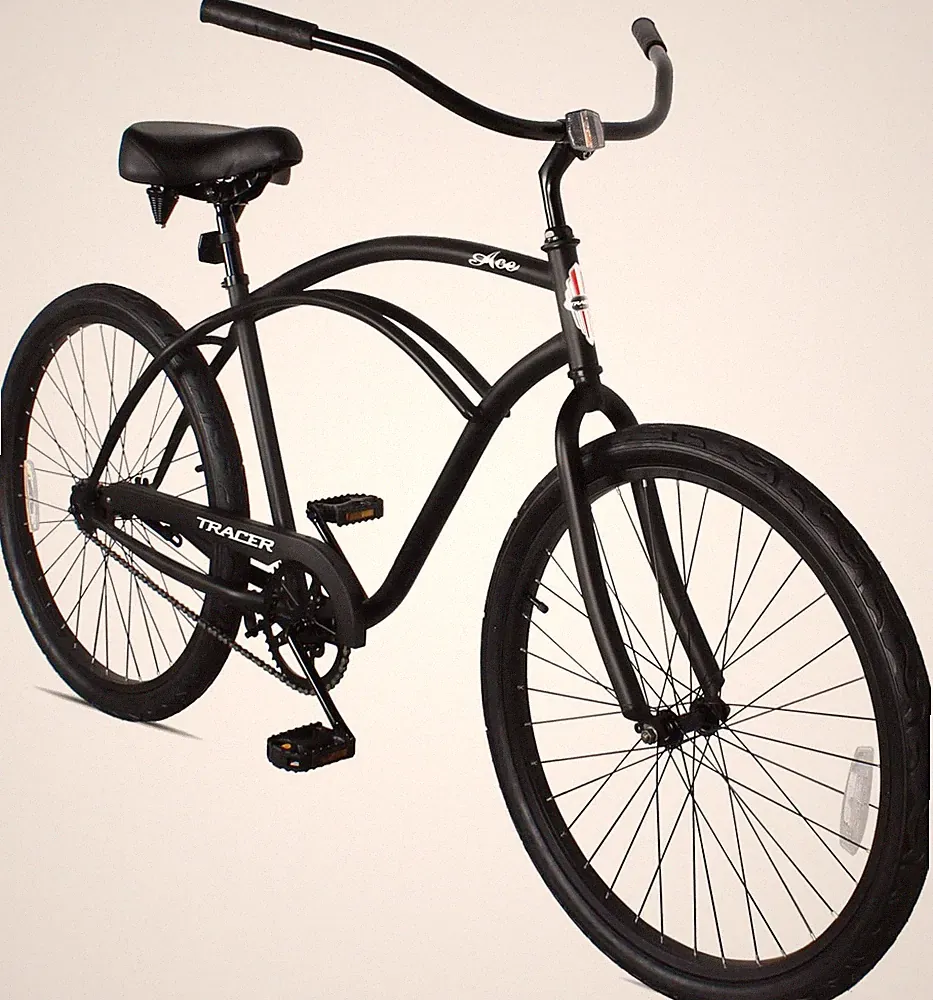26'' Beach Cruiser Bike 1 Speed Retro Steel Frame Adult Men Bicycle Matte Black