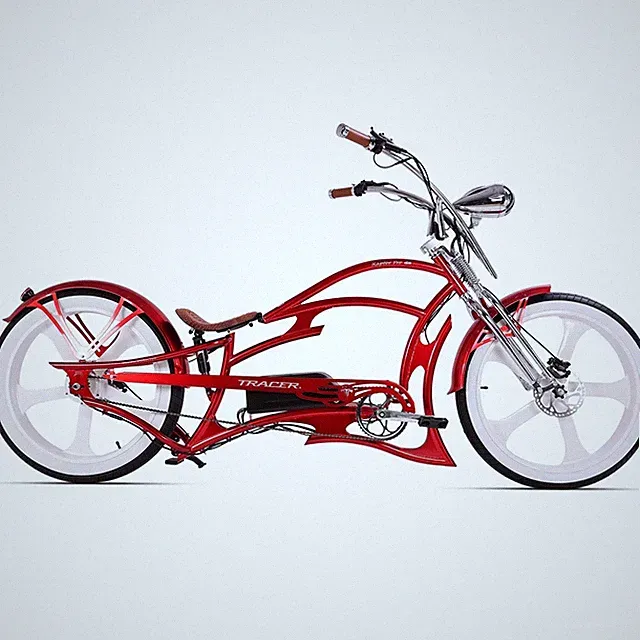 26" Chopper Stretch 800W E-Bike Retro Frame Design Pedal Assist Throttle 48V