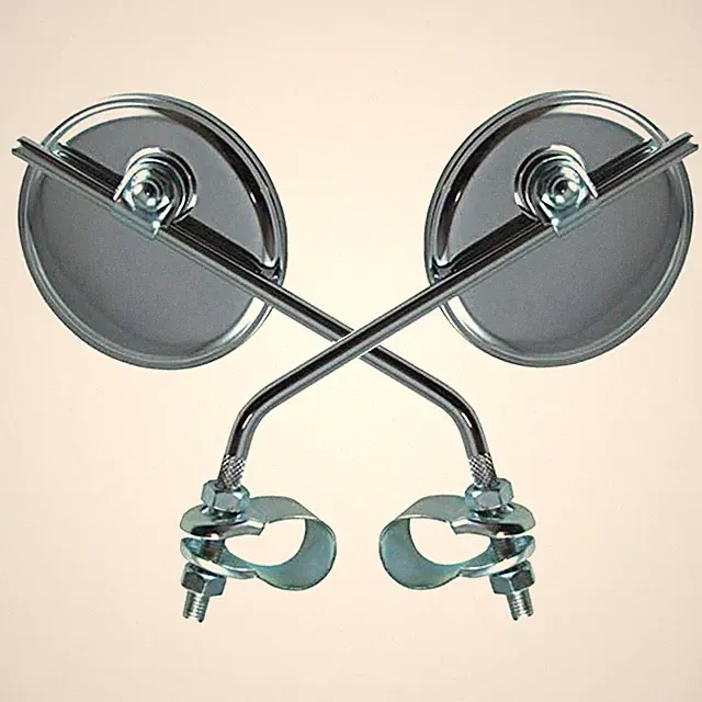 2x VINTAGE CLASSIC RETRO BIKE BICYCLE REAR VIEW MIRROR ROUND 3" HANDLEBAR CHROME