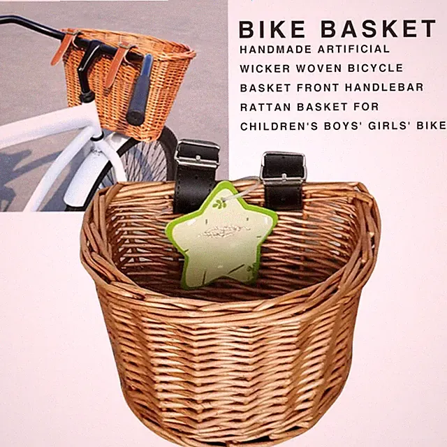 Bike Basket Wicker Woven Retro Bicycle Front Basket Handlebar Storage Basket NEW