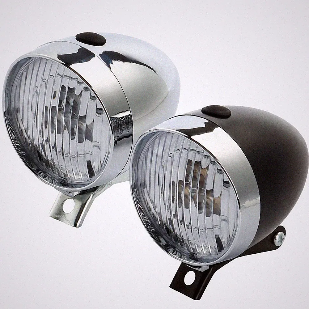 Chrome Retro Bicycle Bike Classical LED Light Headlight Front Retro Head Lamp