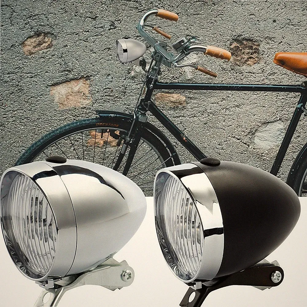 Classical Chrome Retro Bicycle Bike LED Light Headlight Front Retro Head Lamp