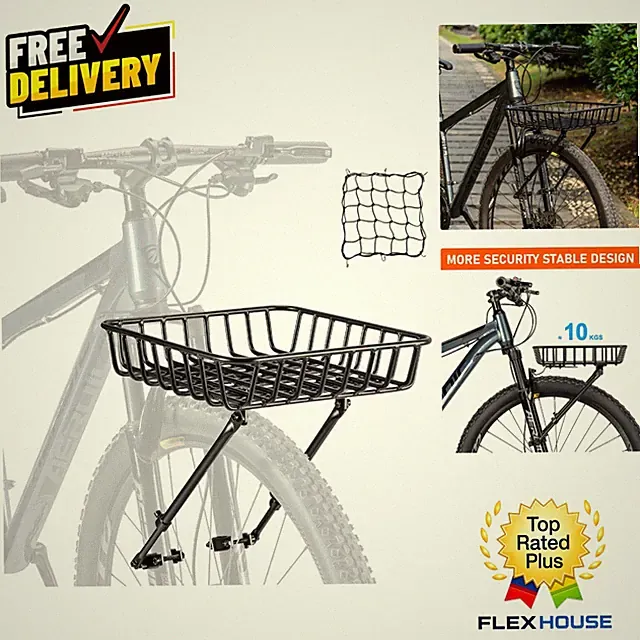 Durable Aluminum Front Bike Basket Rack for Cyclists - Easy Installation