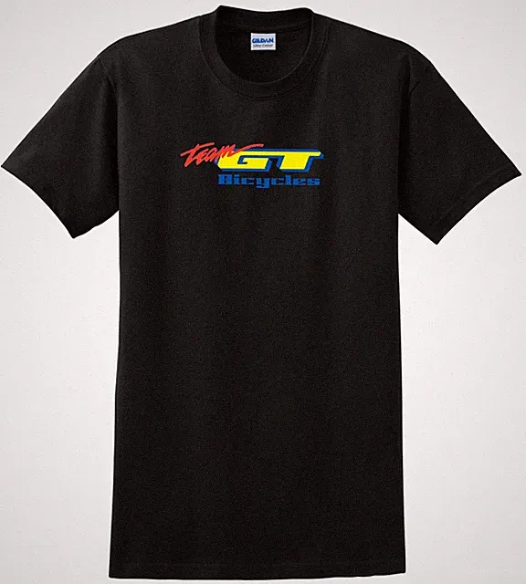 GT BICYCLE T SHIRT BMX MOUNTAIN BIKE RACE ROAD CYCLING MTB BLACK WHITE RETRO