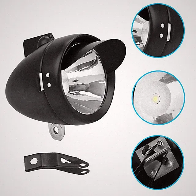 LED Battery Bike Light Retro Bicycle Front Head Lamp For Night Riding Waterproof