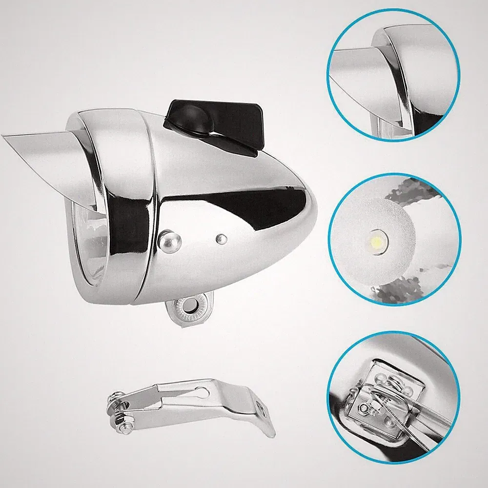 LED Battery Bike Light Retro Bicycle Front Head Lamp For Night Riding Waterproof