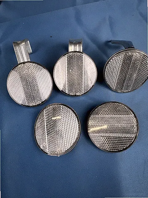 Lot of 5 Bicycle Reflectors With Mounts Circle Vintage