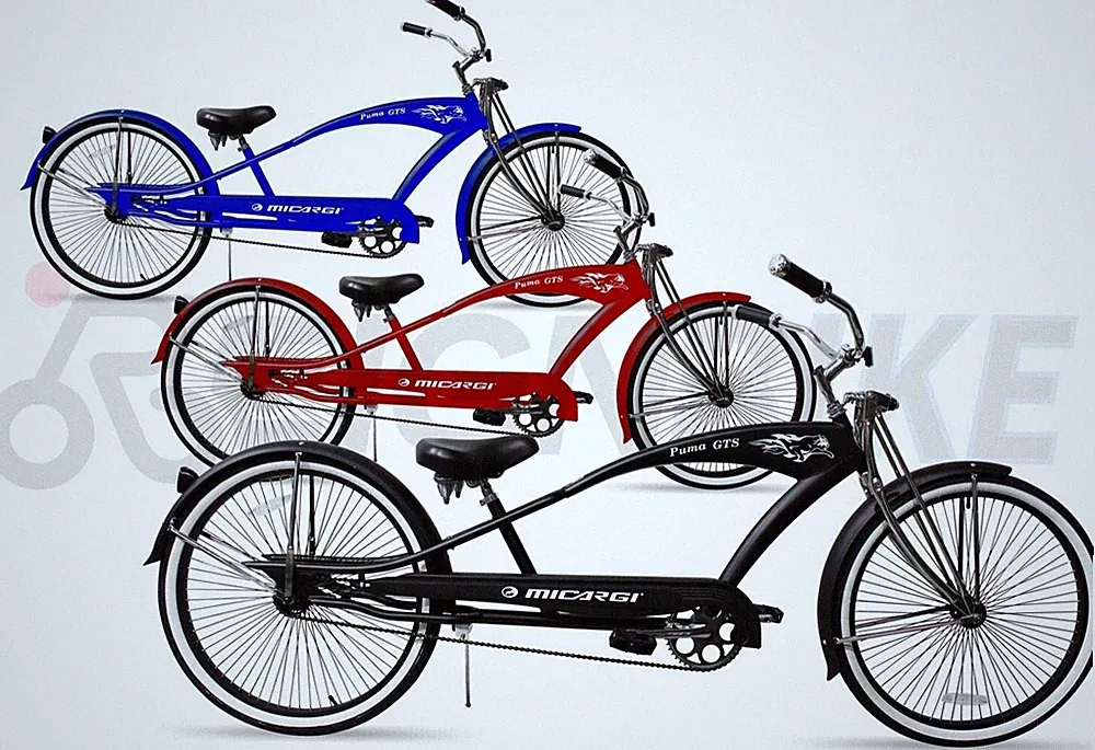 Micargi 26" Stretch Bike Puma GTS 68 Spokes Rim Retro Steel Frame Extend Bicycle