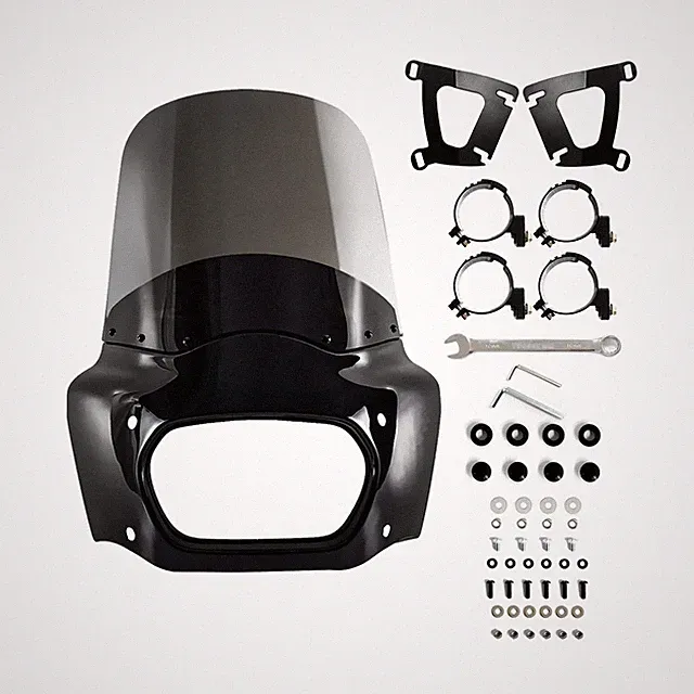 Motorcycle Fairing Windshield Kit, Retro Motorbike 15" Smoked Wind-Screen Bla...