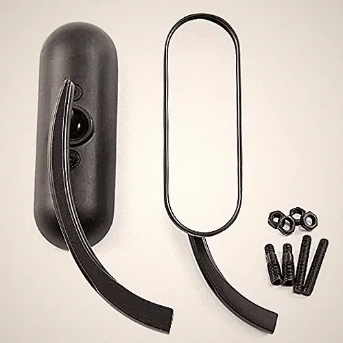 Motorcycle Oval Rear View Mirror with 8 mm 10 mm Screws Black Retro Handlebar
