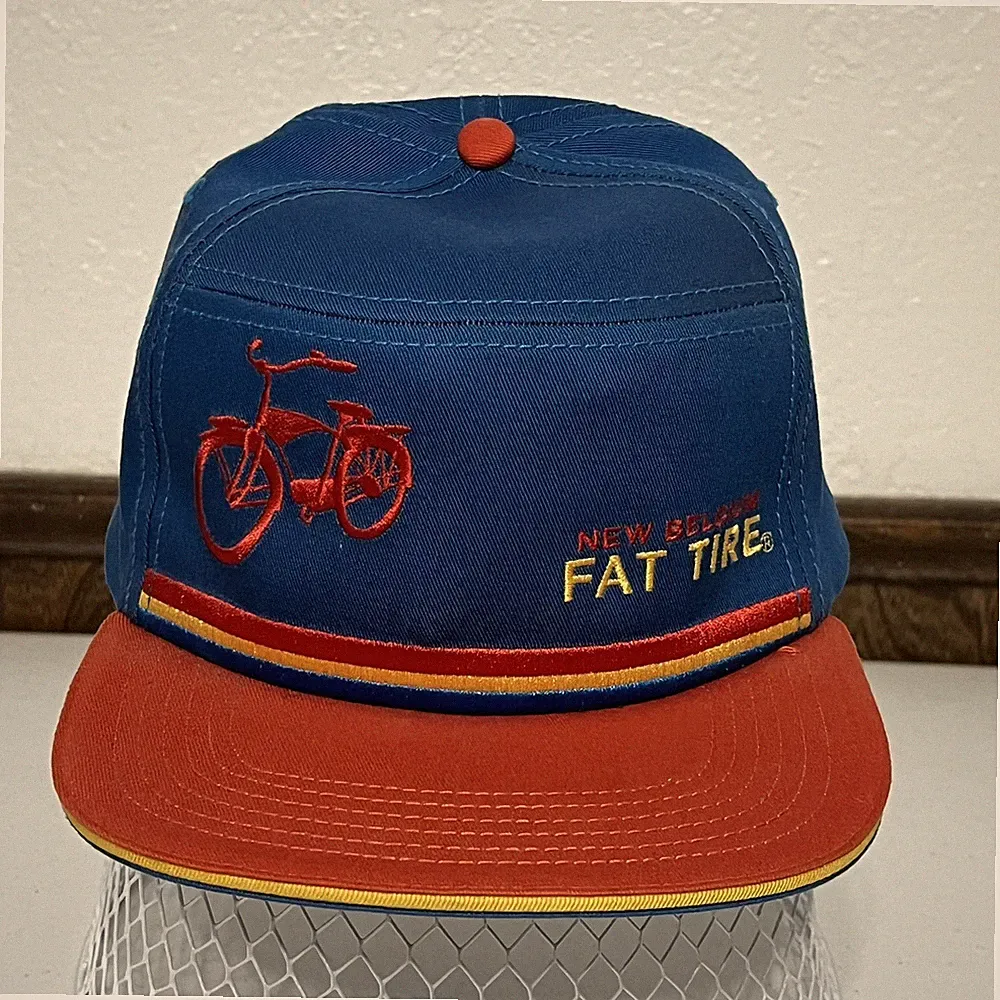 New Belgium FAT TIRE Beer Hat Retro Bicycle Snapback NB Brewing Colorado NWOT