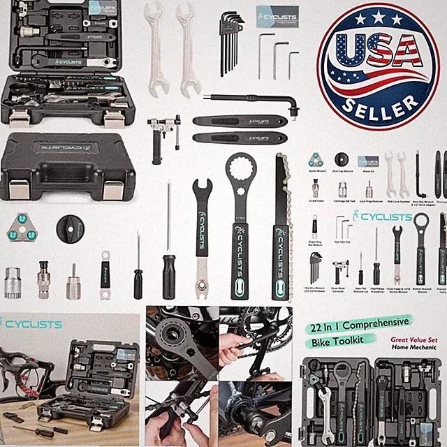 Professional Quality 22-Piece Bike Repair Kit with Storage Case - Made in Taiwan