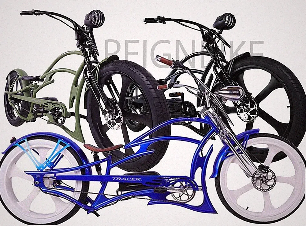 Raptor Pro DS 26" Chopper 800W Stretch E-Bike retro Design Electric Bicycle