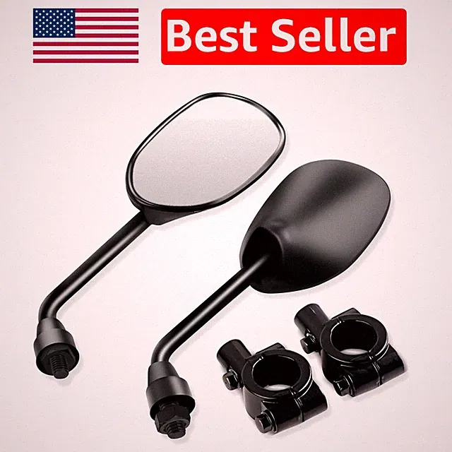 Retro Black Side Rearview Mirrors with Adjustable Angle for Bikes & Motorcycles