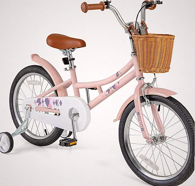 Retro Kids Bike, 12 14 16 18 Inch Child Bike for 3-8 Years Old W/Rattan Basket