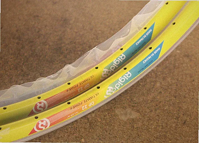 Retro Kult NOS NEW Rigida DP22 yellow rims set rimset 26" 36h MTB mountainbike