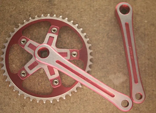 Retro Oldschool OG NOS NEW Tracer Red BMX MX cranks crankset chainset Takagi