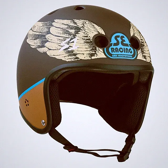 SE x S1 Wings Full Cut RetroBMX Bike Life Helmet - Retro Lifer Brown - Medium