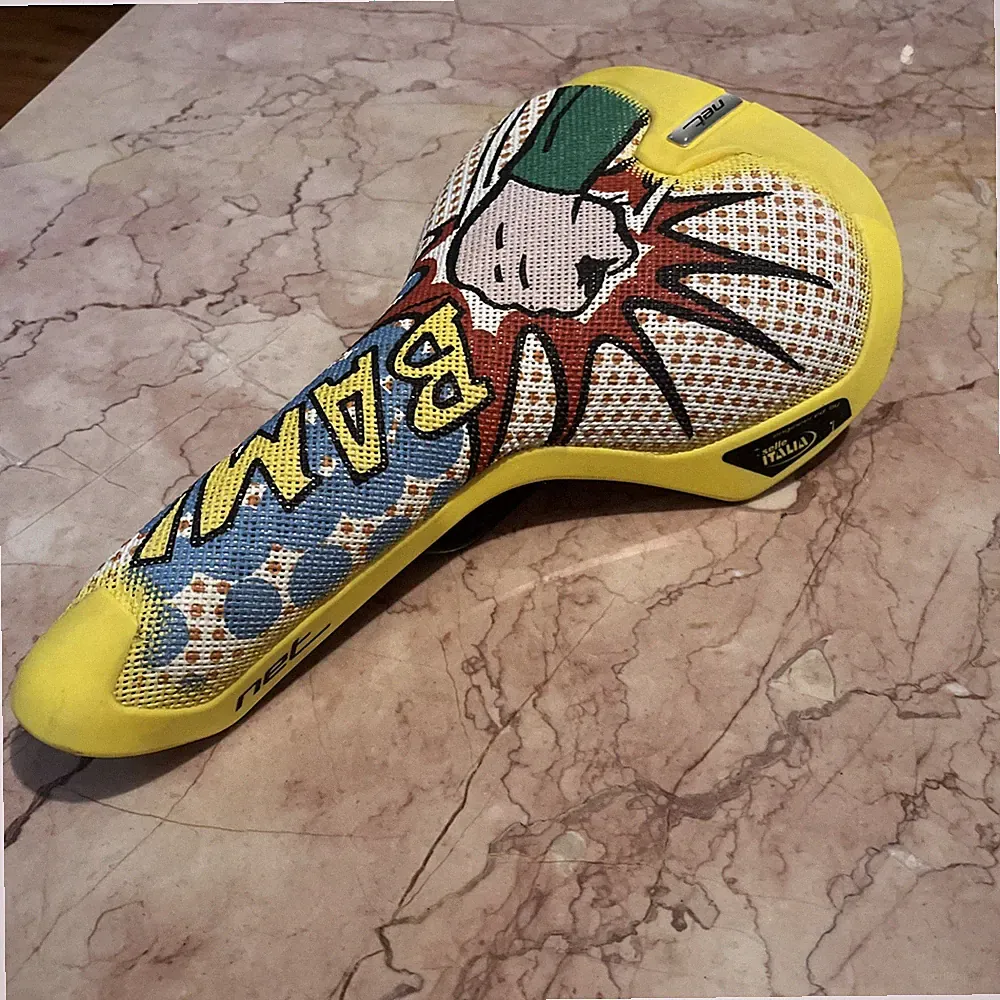 Selle Italia VELO BAM Pop Art Mesh Saddle Yellow BMX Fixed Gear Rare Retro Bike!