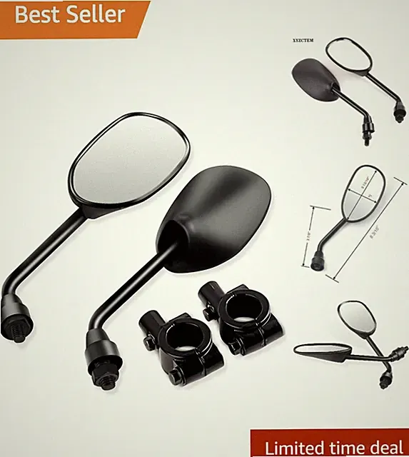 Stylish Black Retro Handlebar Mirrors for Mountain Bikes & Cruisers - Pair