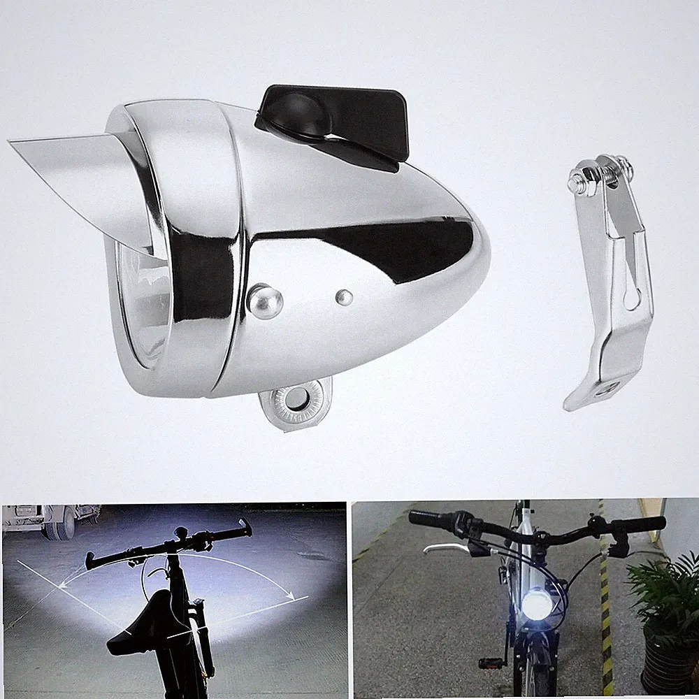 US Classical Chrome Retro Bicycle Bike LED Light Headlight Front Head Lamp