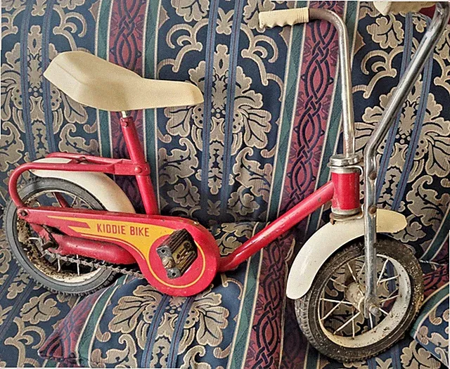 Vintage 1970s Old Retro Red Boys Bicycle "Kiddie Bike" Kids Bike Ape Hangers