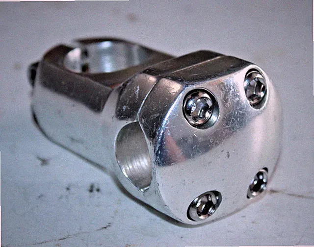 Vintage 90's BMX Bike Stem 11/8" Threadless 45mm 0º Rise 22.2mm Silver Retro VTG