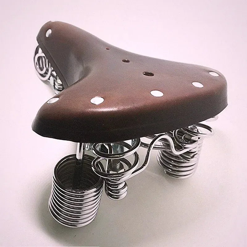 Vintage Bicycle Saddle 3 Spring Comfort Leather Retro Riding Bike Seat Cushion