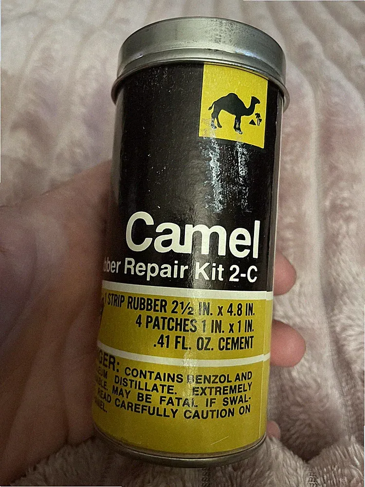 Vintage Camel Rubber Repair kit 2-C can glue patches Car Bicycle Patch retro