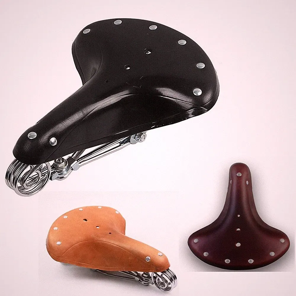 Vintage Classic Genuine LEATHER Retro Fit All Bicycle Cycling Springs Bike Seat