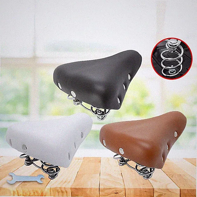 Vintage MTB Road Bike Saddle Seat Custion Retro Bicycle PU Leather Cycling