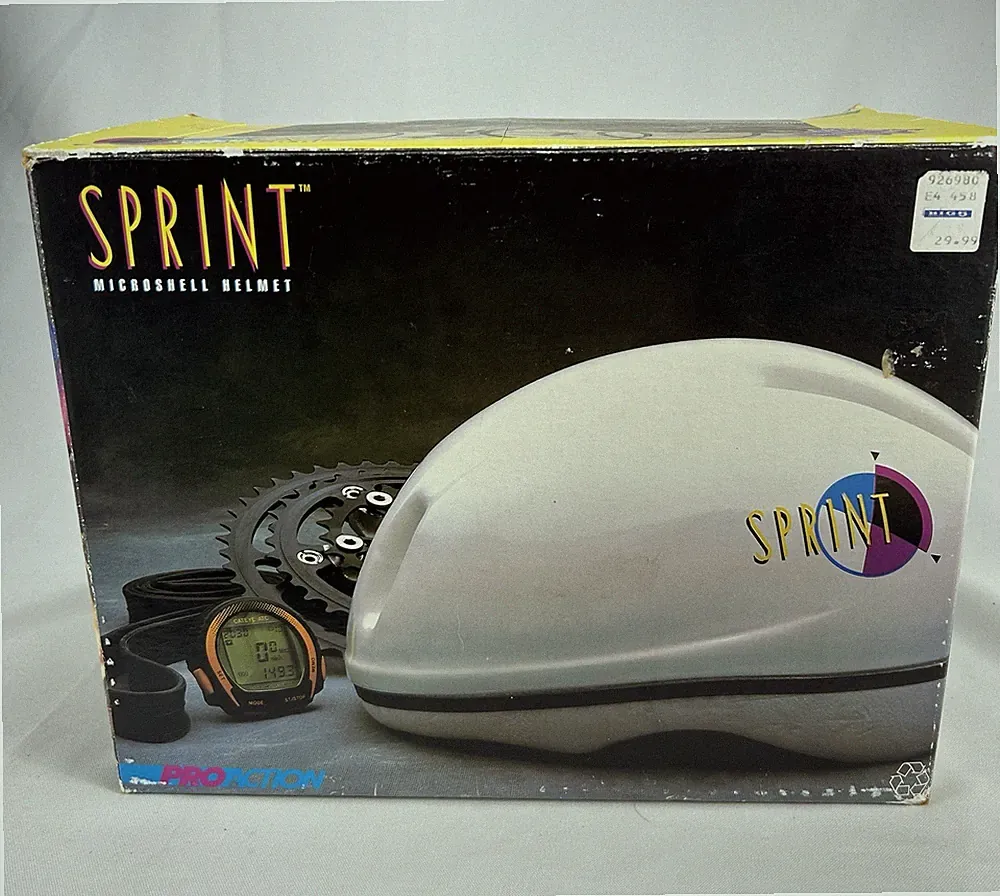 Vintage ProAction Sprint Microshell Bicycle Helmet White L/XL w/ Box 1990 Retro