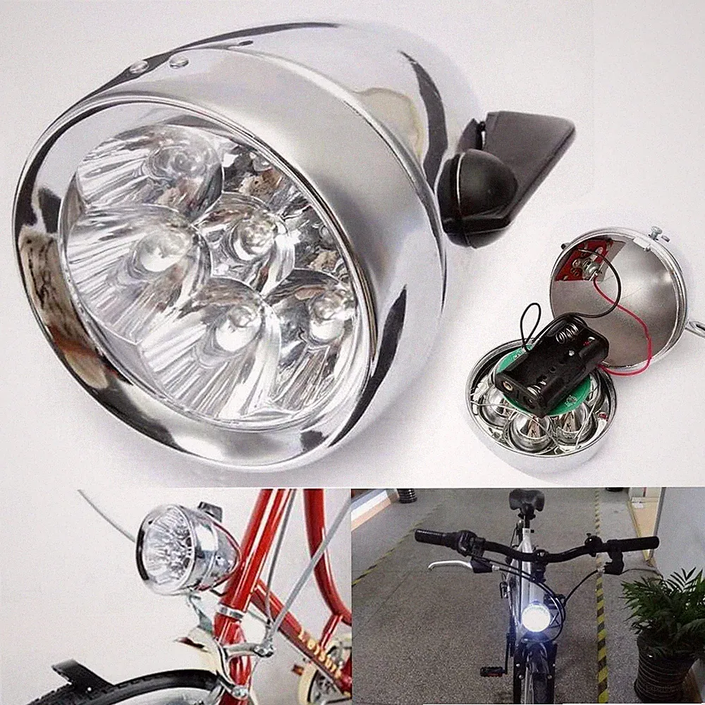 Vintage Retro Bicycle Bike Front Light Lamp 7 LED Fixie Headlight with Bracket (