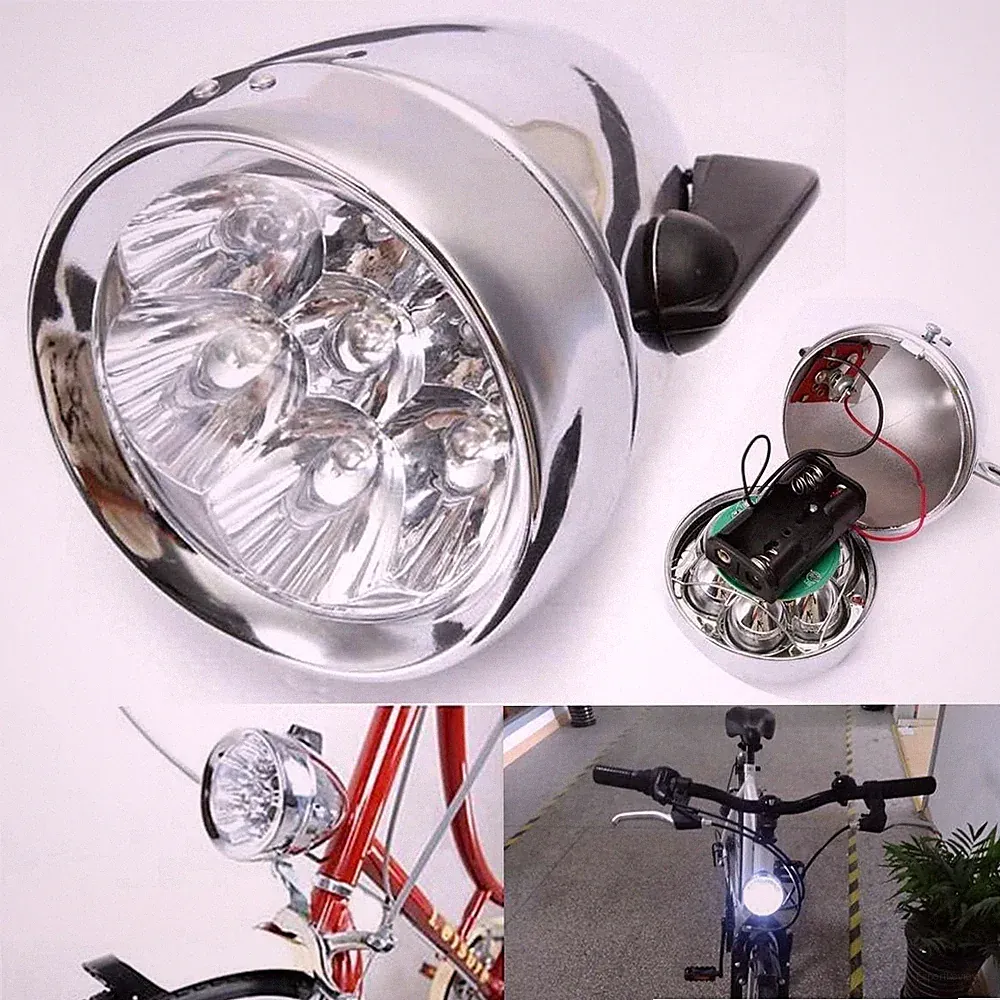 Vintage Retro Bicycle Bike Front Light Lamp 7 LED Fixie Headlight with Bracket (