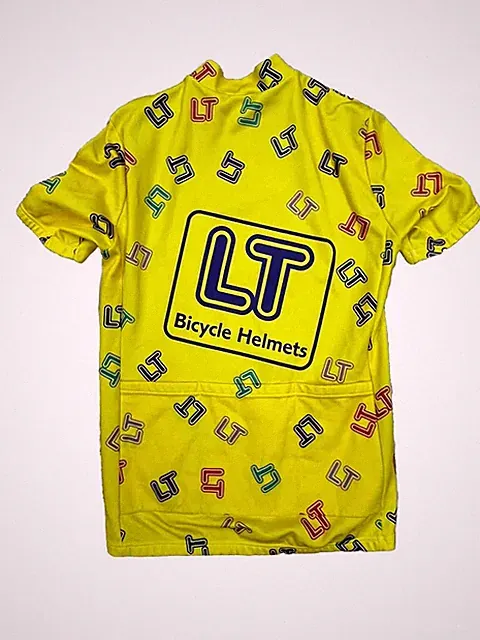 Vtg LT Bicycle Helmets Cycling Jersey Men's L Made in Switzerland Retro