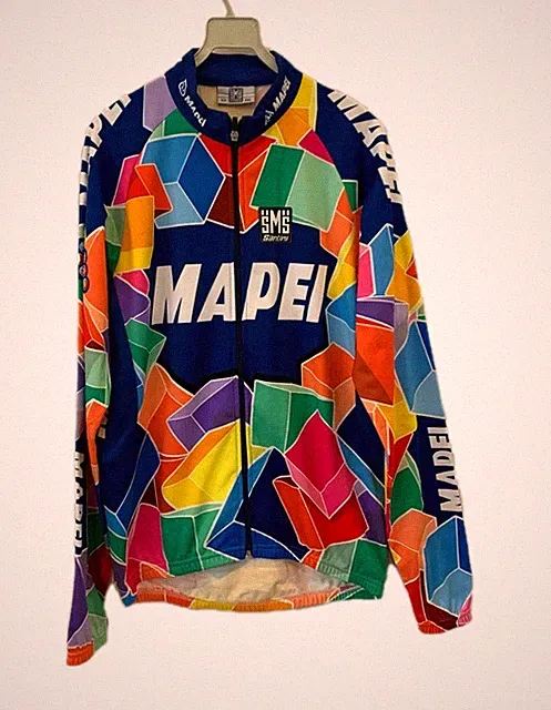 VTG Santini Mapei Cycling Jacket Long Sleeve Made Italy XXL Retro Road Bike #218